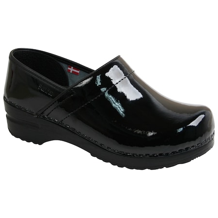 PROFESSIONAL Patent Leather Narrow Women's Closed Back Clog In Black, Size 10.5-11, PR